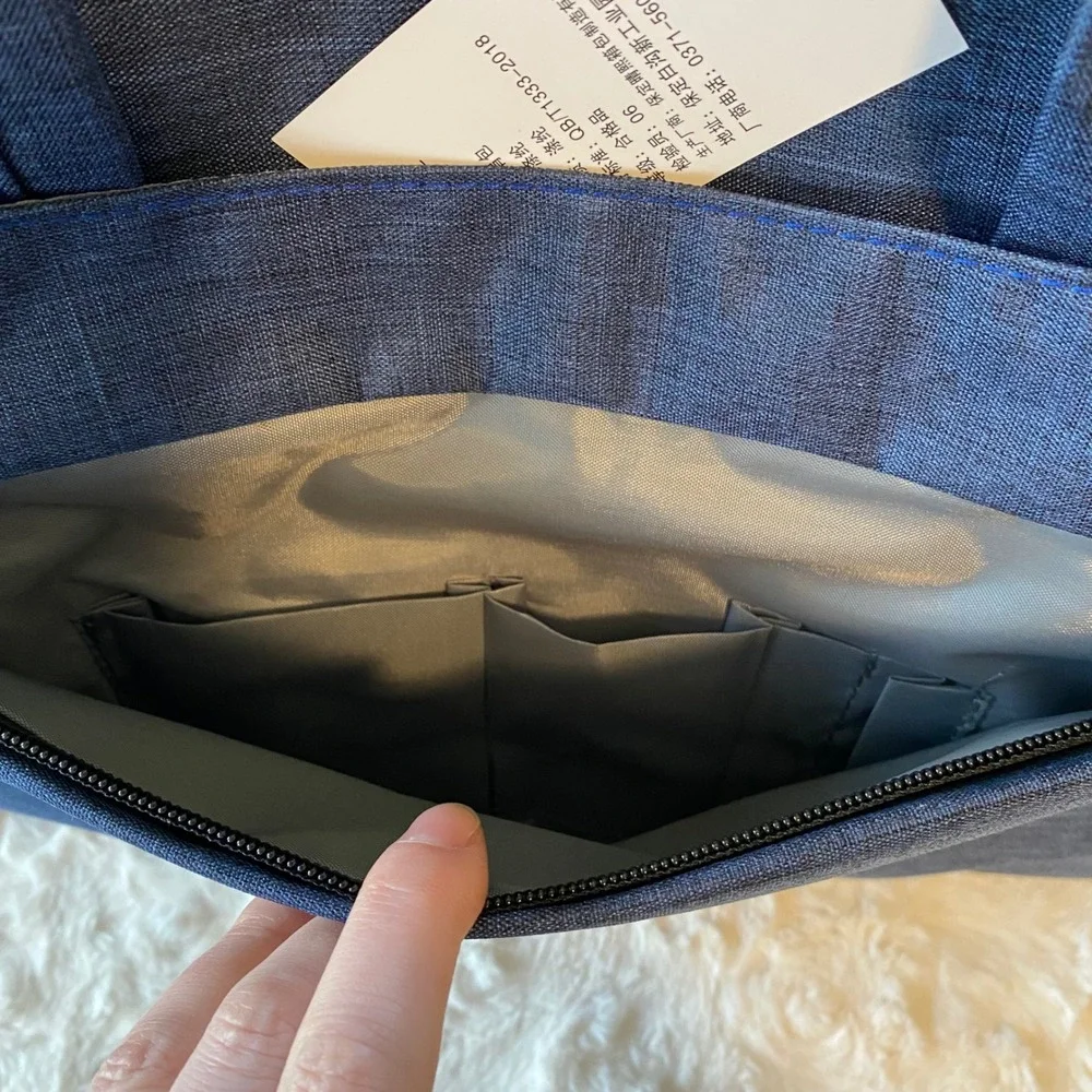 Qinnxer Laptop Messenger Bag Unisex Blue‎ 16 inch Heathered Fleece Lined New